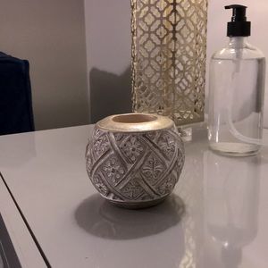 Carved wood votive holder. Lots of charm.